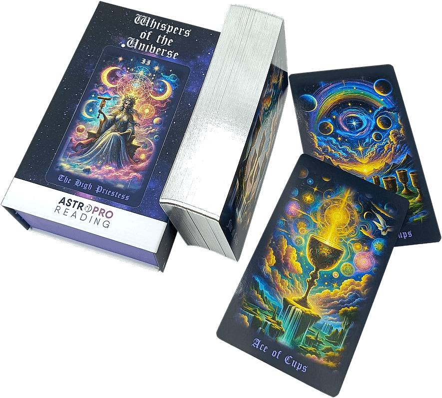 Whispers of the Universe tarot deck with keepsake box and illustrated cards